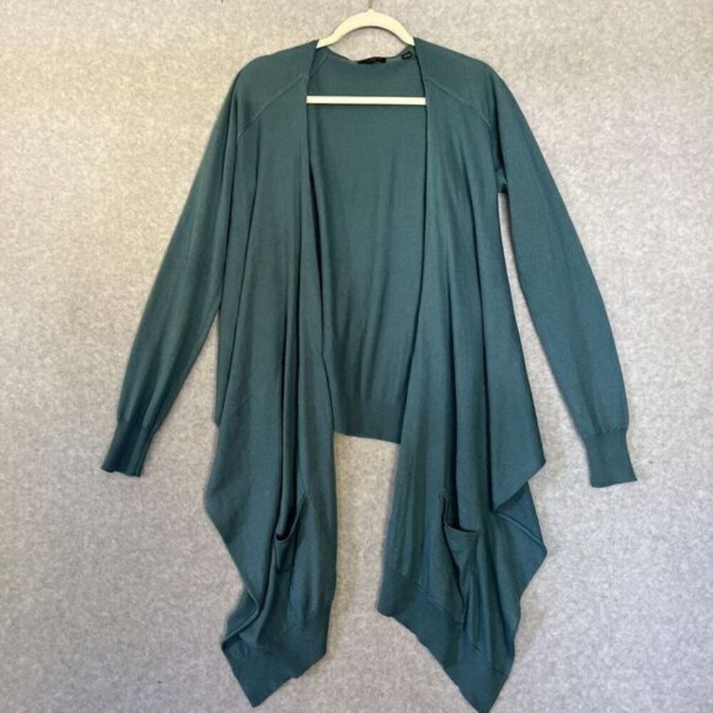 Ted Baker Long Open Waterfall Cardigan Silk Angora  4/L‎ Shawl Green Lagenlook